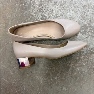 ALDO Women's‎ Nude genuine leather Low Block Heel Pumps